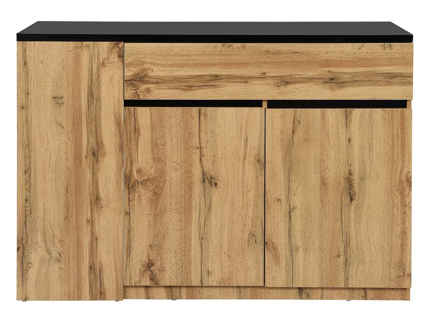 Isla de cocina con almacenaje - Negro y Natural - MEILI