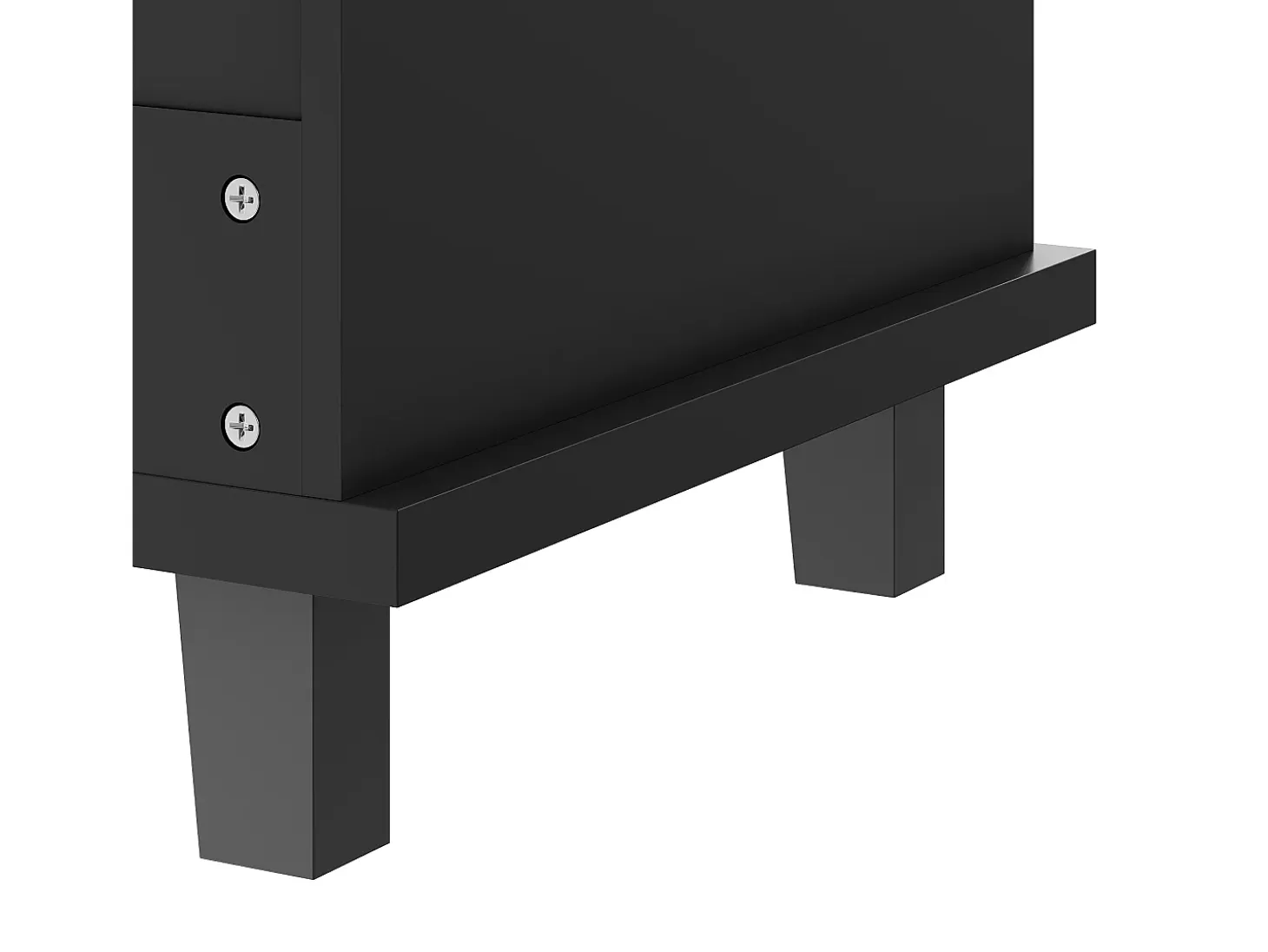 Isla de cocina con ruedas, puerta y 2 cajones - encimera efecto madera - Negra