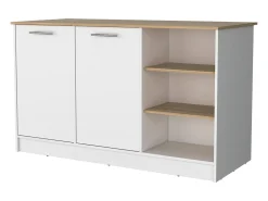 Isla de cocina Ginger en melamina con 7 estantes y 2 puertas , multicolor , 90.6 cm X 150 cm X 67 cm