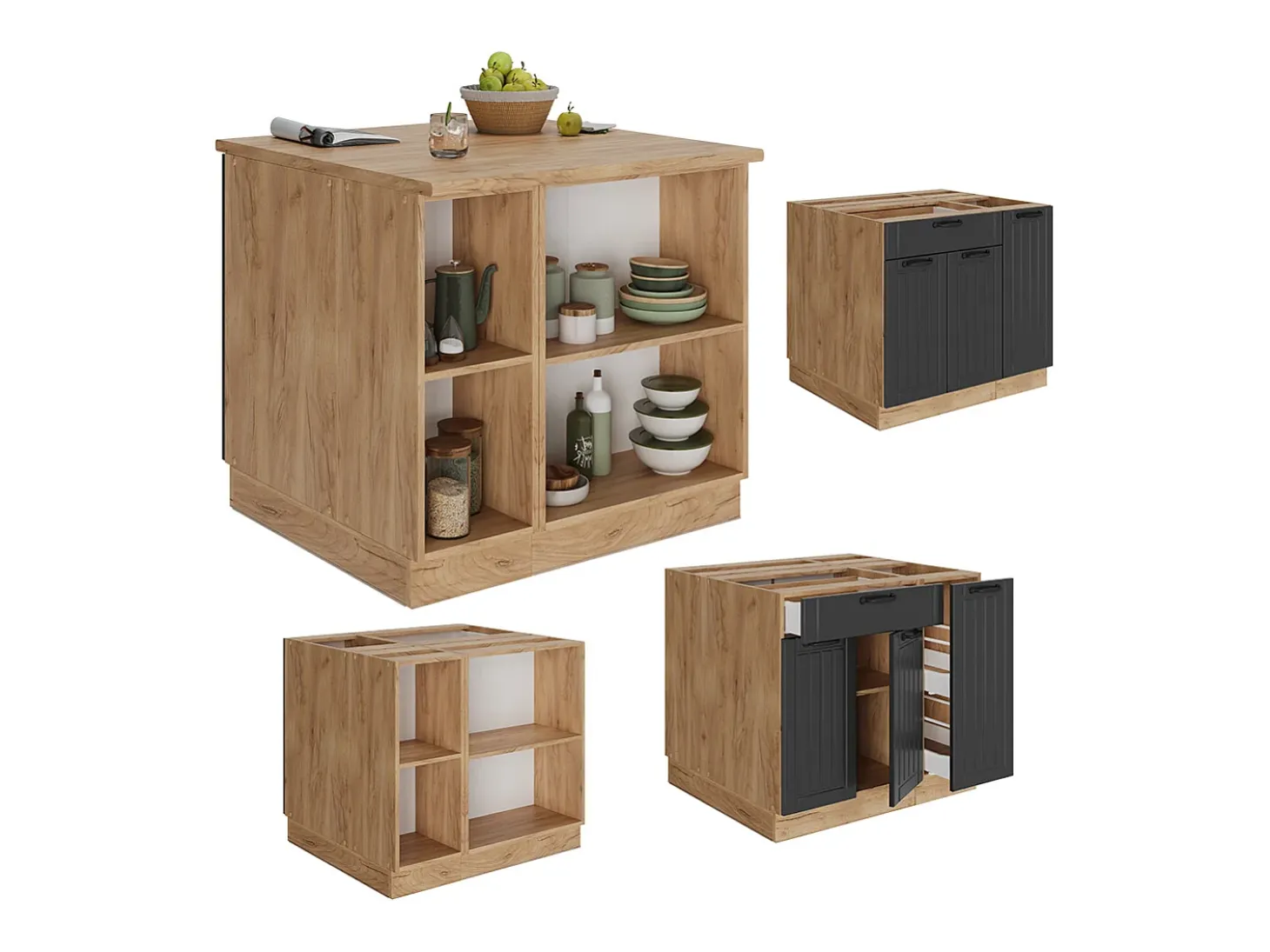 Isla de cocina gris oscuro 90x60x82 fame-line