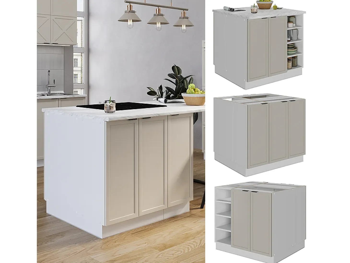 Isla de cocina grisbeige 90x60x82 fame-line