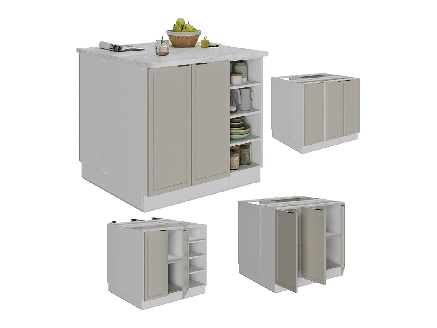 Isla de cocina grisbeige 90x60x82 fame-line