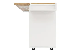 Isla de cocina moderna, mueble aparador con veta de madera, 137,5×39,5×95,6 cm, MDF, Blanco