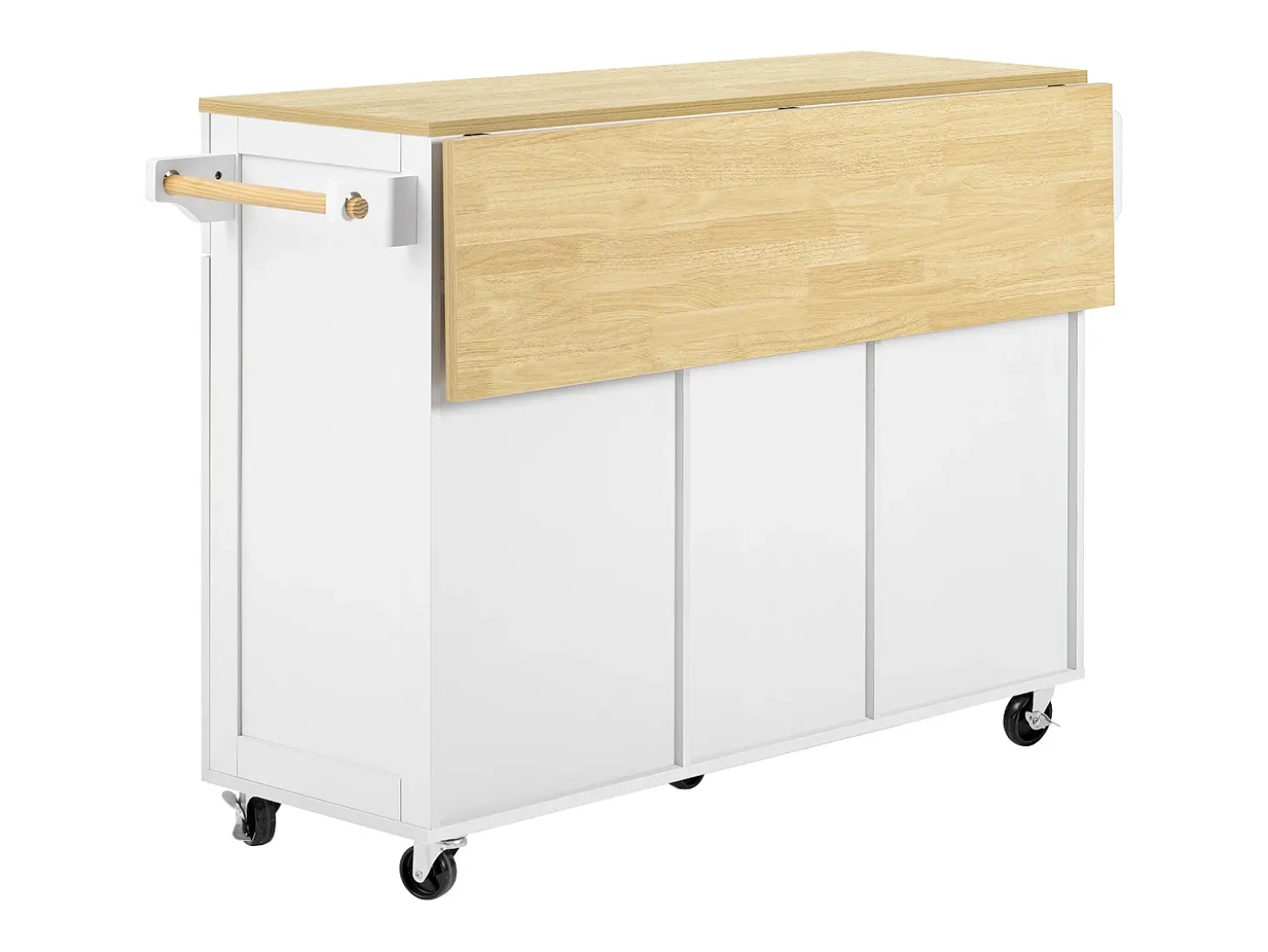 Isla de cocina móvil 140x40x92cm - encimera extensible - espacio de almacenamiento multifuncional - blanco