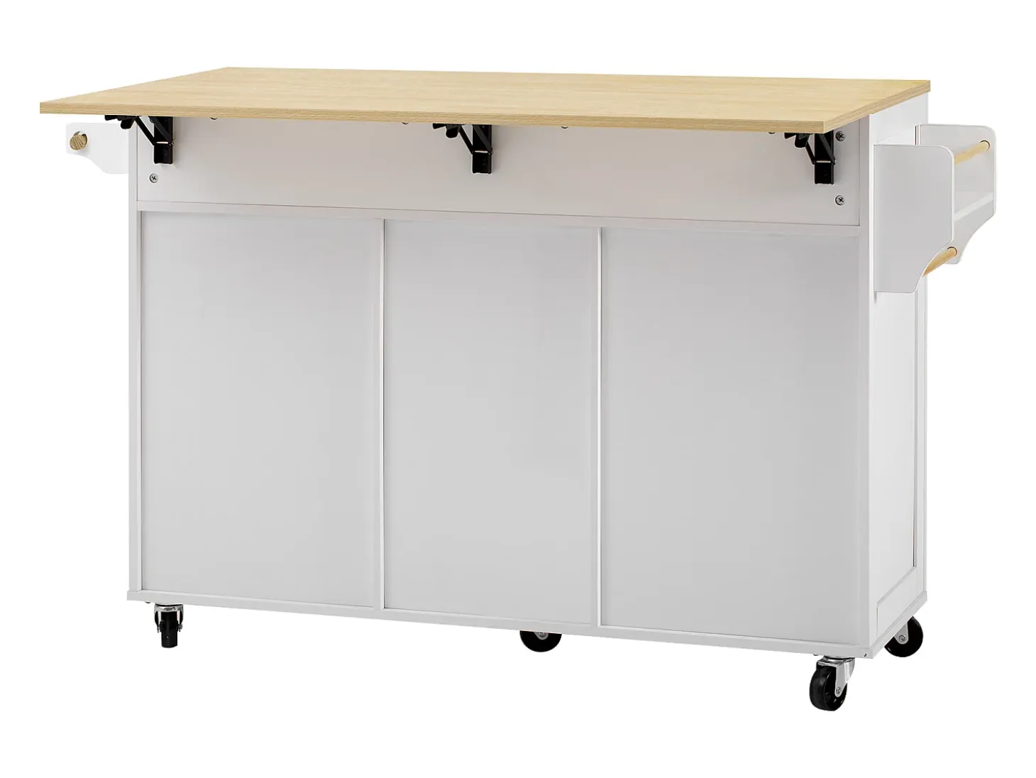 Isla de cocina móvil 140x40x92cm - encimera extensible - espacio de almacenamiento multifuncional - blanco