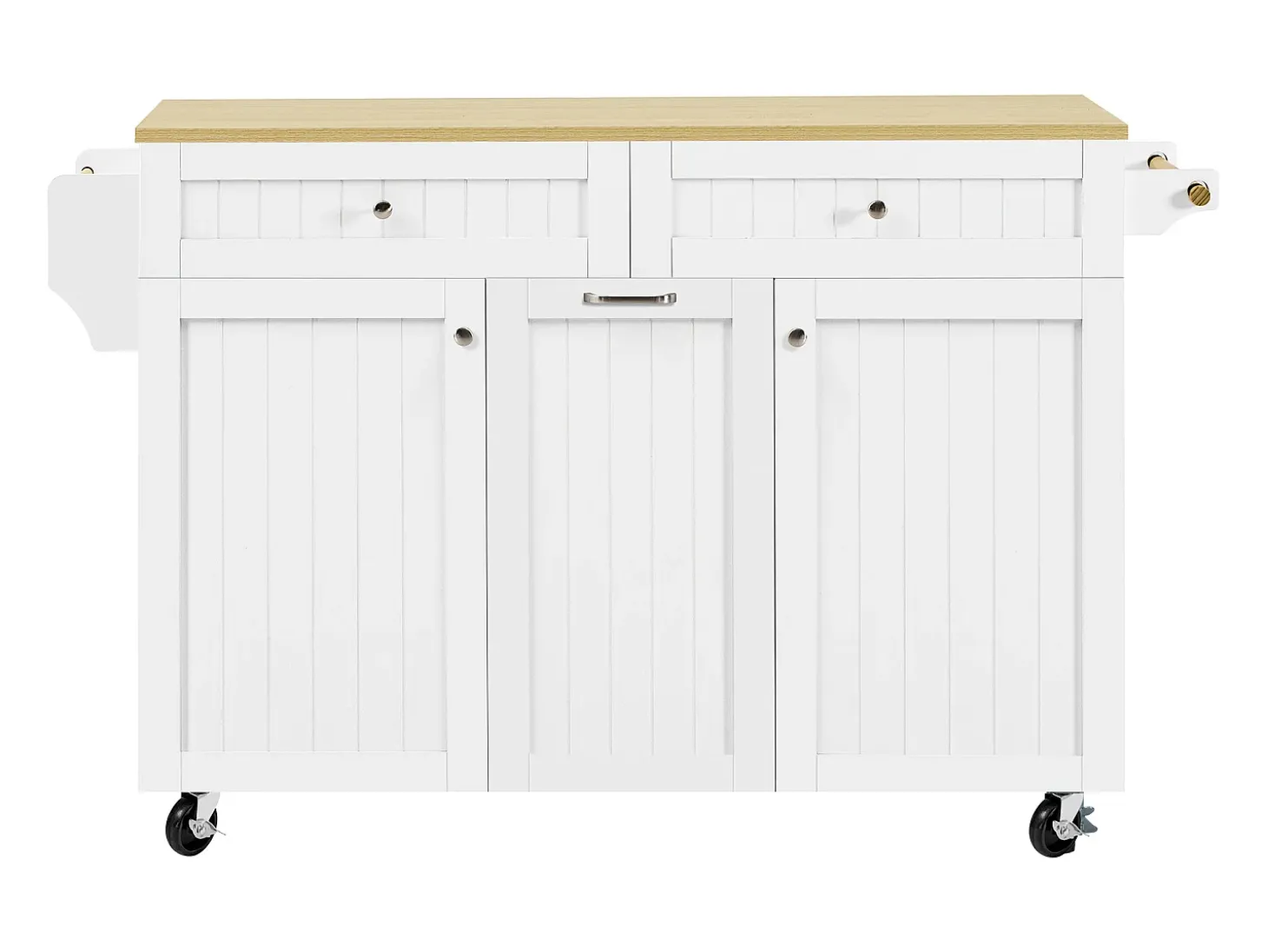 Isla de cocina móvil 140x40x92cm - encimera extensible - espacio de almacenamiento multifuncional - blanco