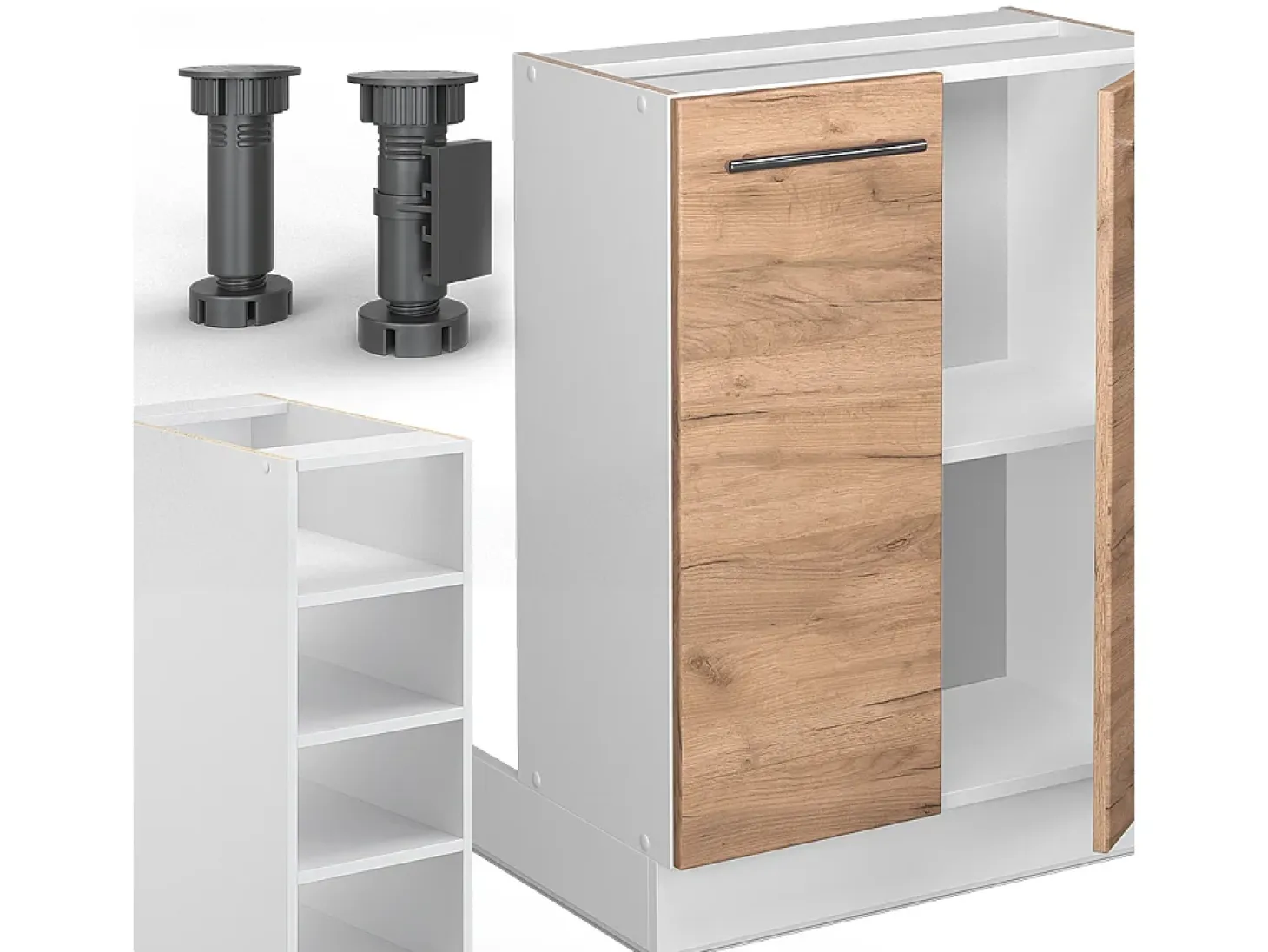 Isla de cocina oro potencia roble/blanco 90x60x82 fame-line