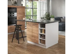 Isla de cocina oro potencia roble/blanco 90x60x82 fame-line