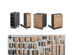 Isla de cocina oro power roble/antracita 90x60x82 fame-line