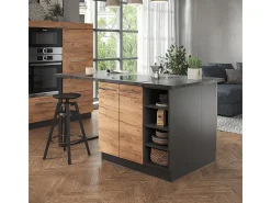 Isla de cocina oro power roble/antracita 90x60x82 fame-line