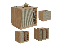 Isla de cocina panel de roble 90x60x82 fame-line