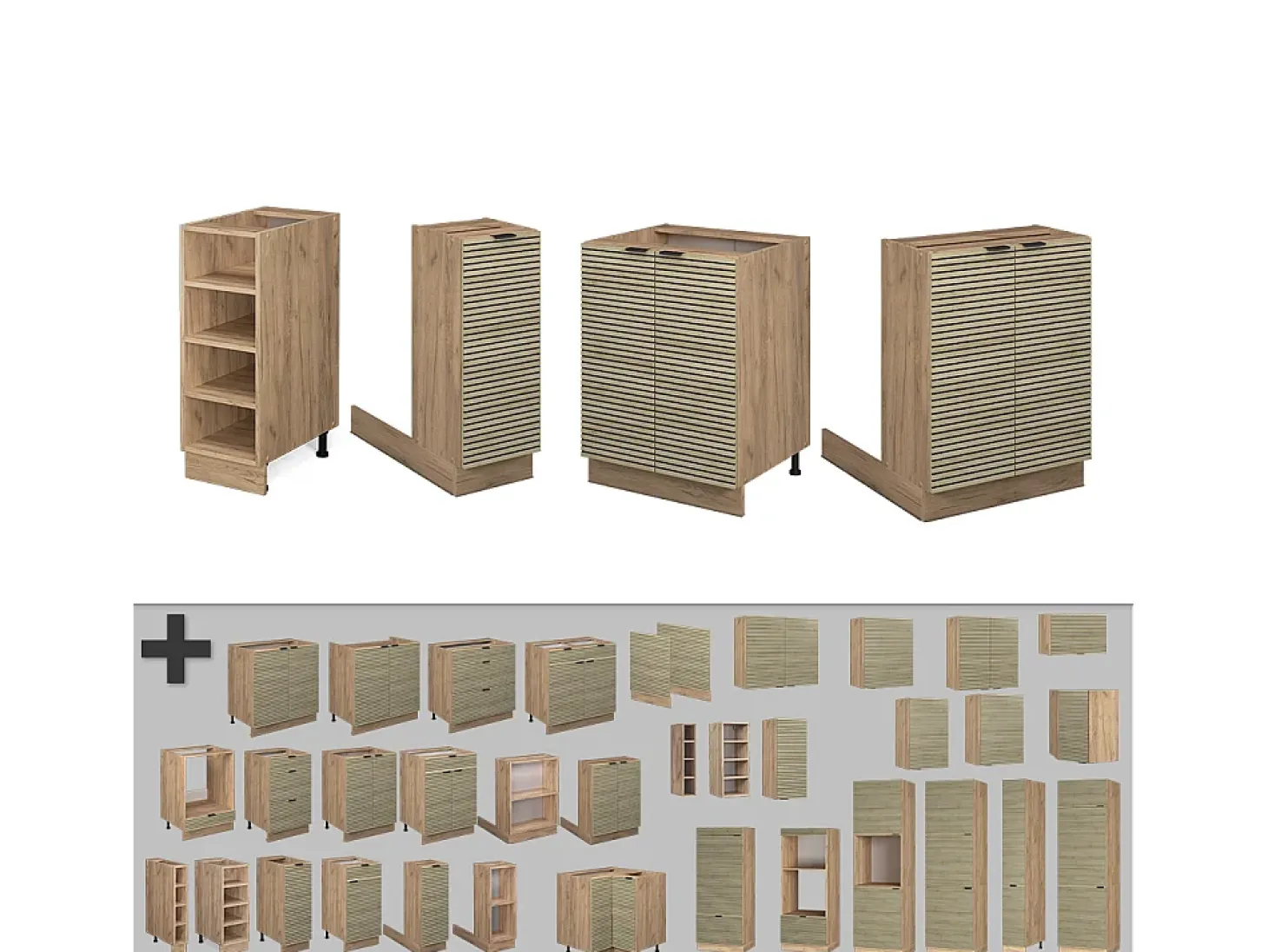 Isla de cocina panel de roble 90x60x82 fame-line