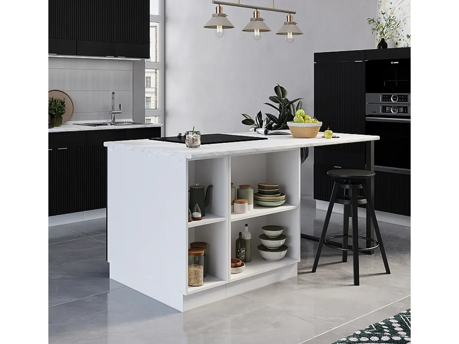 Isla de cocina rayas negras 90x60x82 fame-line