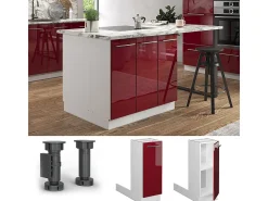 Isla de cocina rojo burdeos alto brillo 30x70x82 fame-line