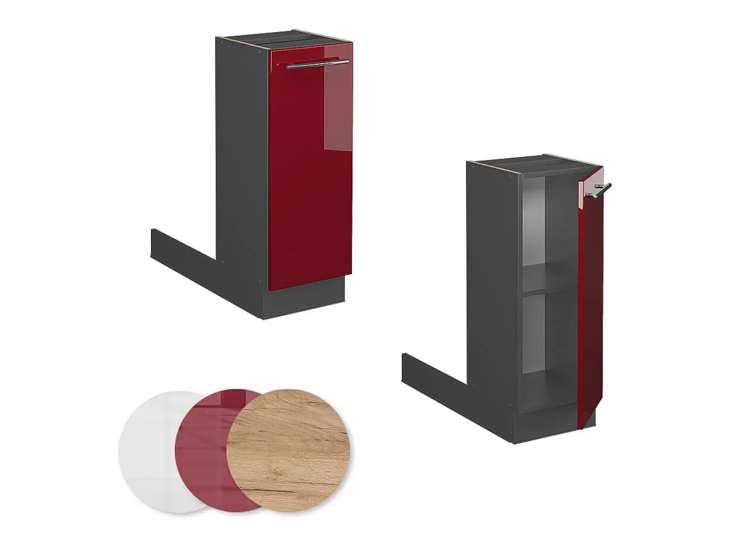 Isla de cocina rojo burdeos alto brillo 30x70x82 fame-line