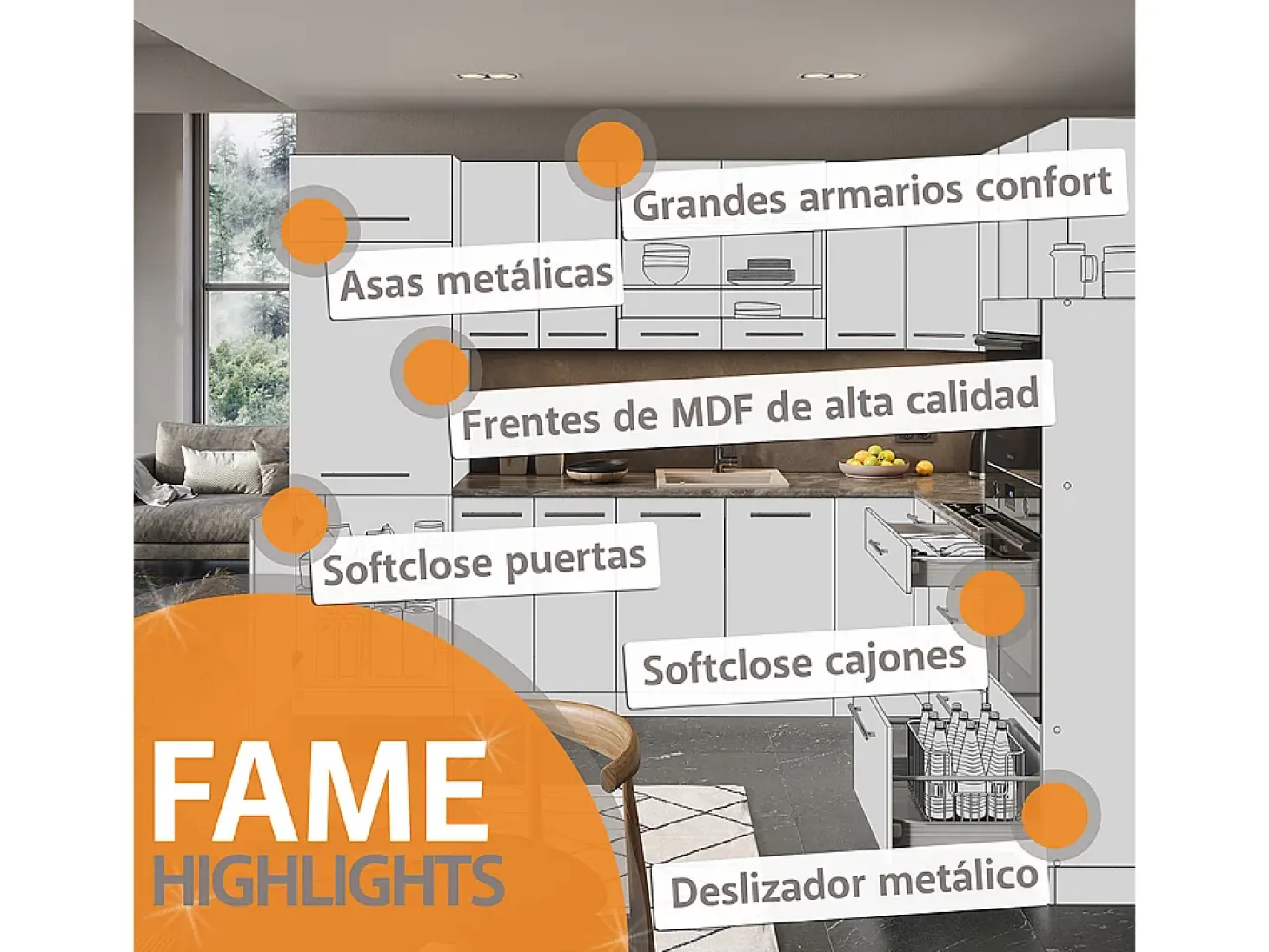 Isla de cocina rojo burdeos alto brillo 60x30x82 fame-line
