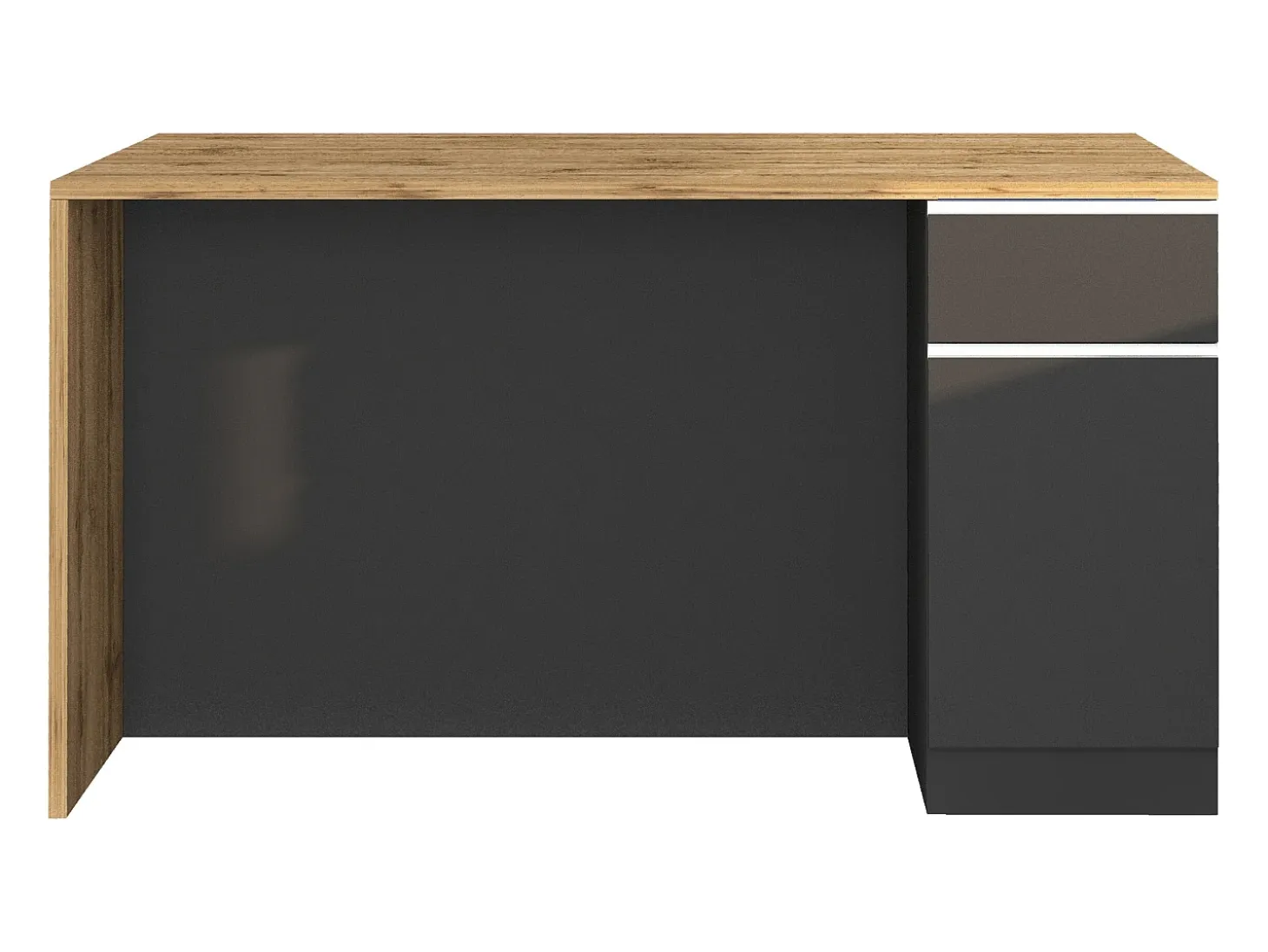 Isla de cocina Sole con 2 puertas y 2 cajones en antracita mate/roble 160x90x90 cm