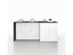 Isla de cocina Sole con 4 puertas en blanco brillo y report 200x90x90 cm