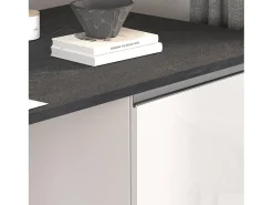 Isla de cocina Sole con 4 puertas en blanco brillo y report 200x90x90 cm