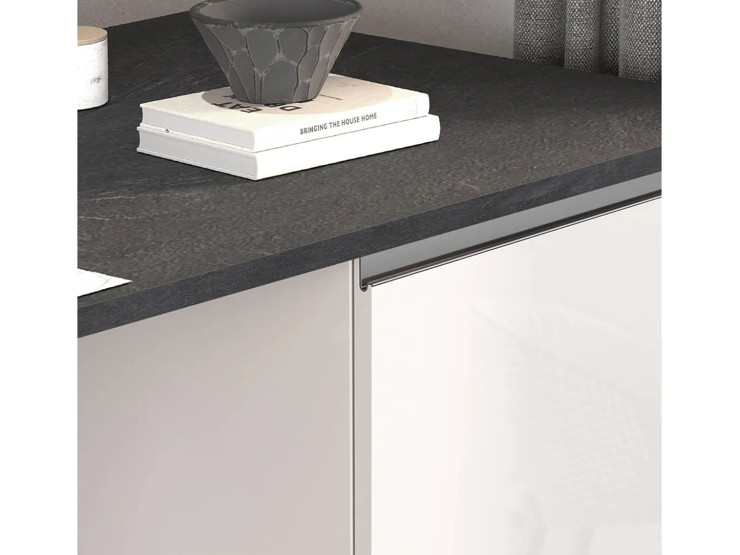 Isla de cocina Sole con 4 puertas en blanco brillo y report 200x90x90 cm