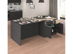 Isla de cocina Sole con 4 puertas y 4 cajones en antracita mate/report 200x90x90 cm