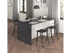 Isla de cocina Sole con 2 puertas y 2 cajones blanco brillo y report 160x90x90 cm