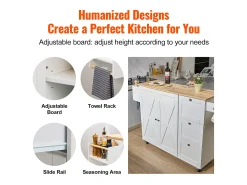 Isla de Cocina, SucceBuy Carrito de Cocina de 115 cm con Ruedas, Armario de Almacenamiento con Cajón y Estante