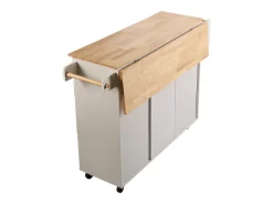 Isla de Cocina, SucceBuy Carrito de Cocina de 115 cm con Ruedas, Armario de Almacenamiento con Cajón y Estante