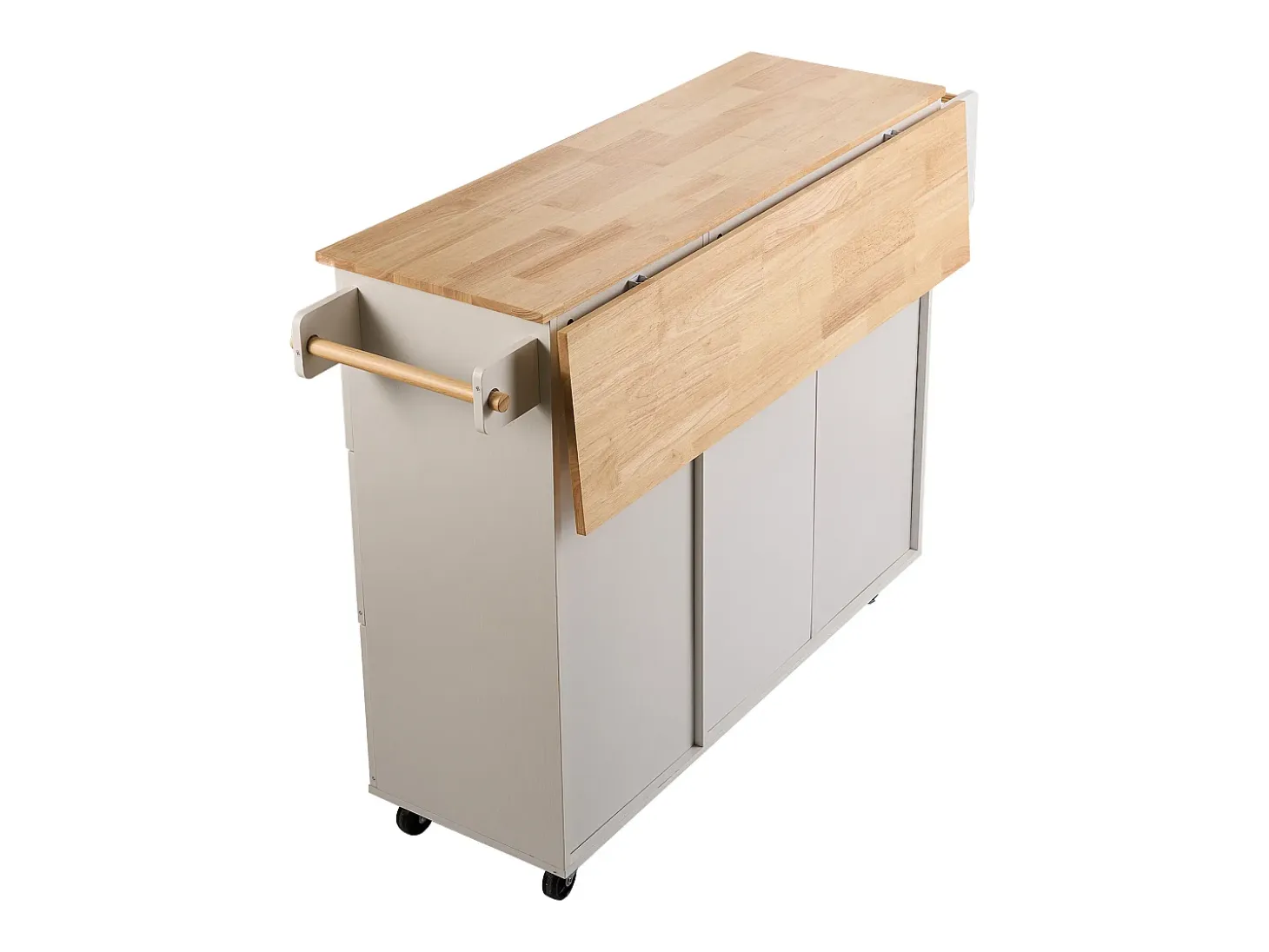 Isla de Cocina, SucceBuy Carrito de Cocina de 115 cm con Ruedas, Armario de Almacenamiento con Cajón y Estante