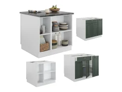 Isla de cocina verde-dorado casa de campo/blanco 90x60x82 fame-line