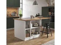 Isla de cocina verde-dorado casa de campo/blanco 90x60x82 fame-line