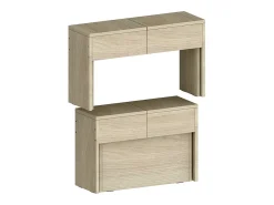 Juego de 2 bancos extensibles 66 - 290 cm para mesa de comedor Pratika A + B - Olmo