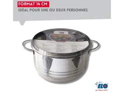 Juego de 2 Cazuelas de Acero Inoxidable Sin PFAS 12 y 14 cm Elo Brillante - Compatibles con Todo Tipo de Cocinas, Antiadherentes, Duraderas