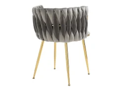 Juego de 2 Silla en terciopelo gris - patas de metal con patines antideslizantes - 54x52x72cm