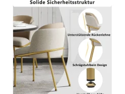 Juego de 2 sillas - 55 x 55 x 85 cm - patas basculantes ajustables - metal + polipiel - beige/caqui