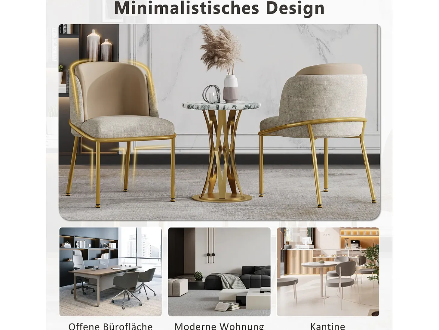 Juego de 4 sillas - 55 x 55 x 85 cm - patas basculantes ajustables - metal + polipiel - Beige/Caqui