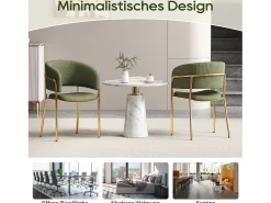 Juego de 2 sillas - 55 x 55 x 80 cm - patas ajustables - metal + polipiel - verde