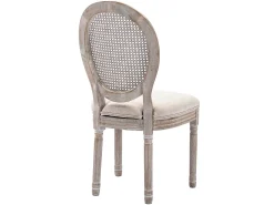 Juego de 6 sillas - Rejilla, tela y madera de hevea - Beige - ANTOINETTE
