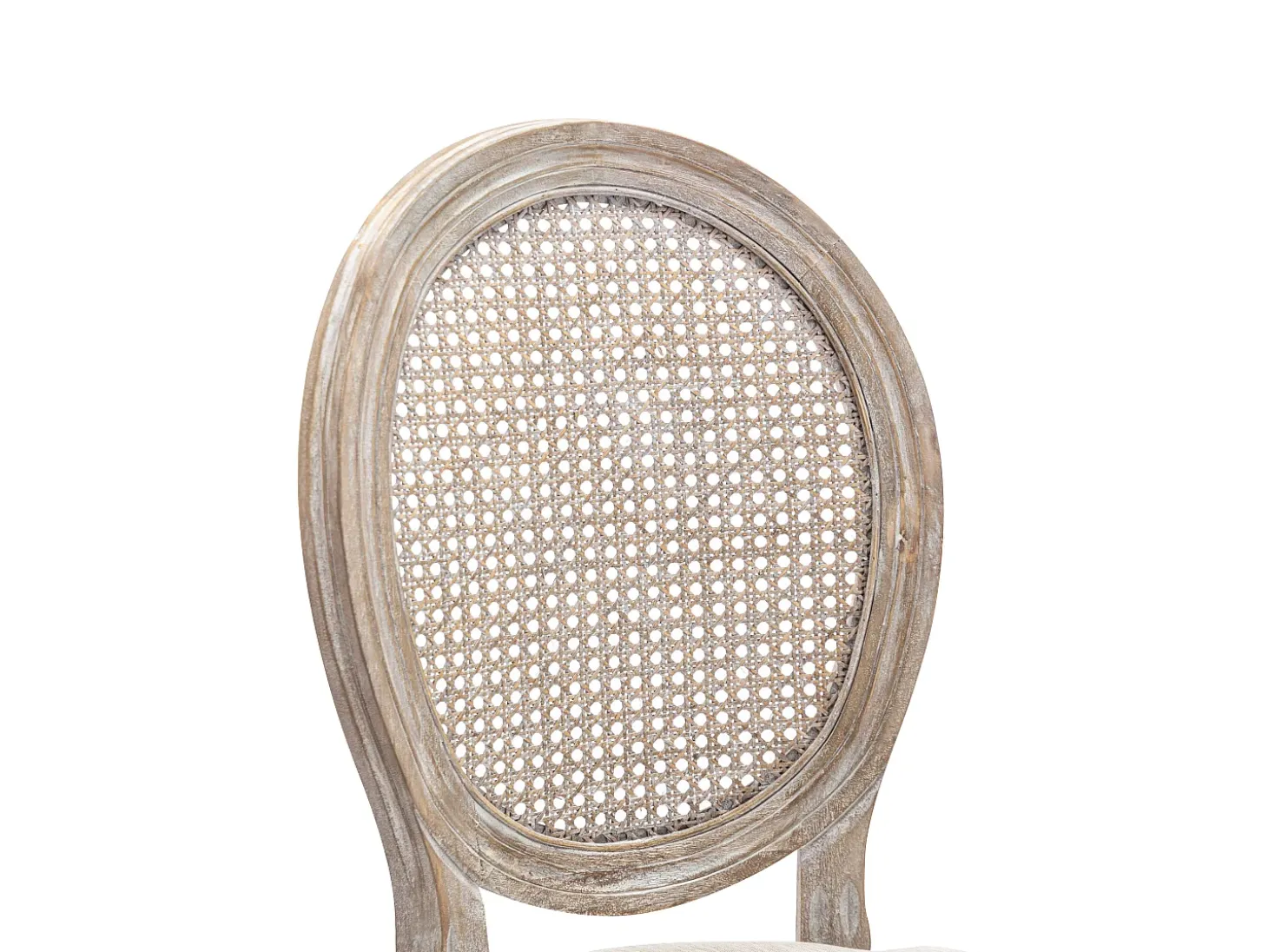Juego de 6 sillas - Rejilla, tela y madera de hevea - Beige - ANTOINETTE