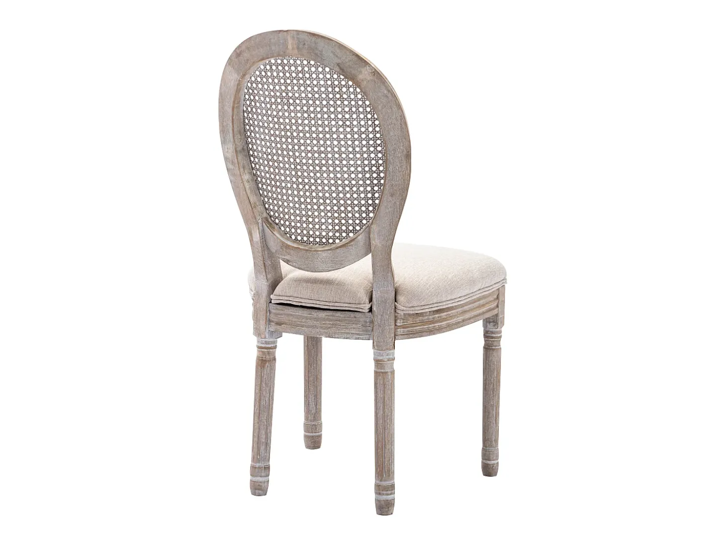 Juego de 2 sillas - Rejilla, tela y madera de hevea - Beige - ANTOINETTE
