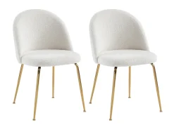 Juego de 2 sillas - Tela bouclette y metal dorado - Blanco. MELBOURNE