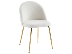 Juego de 6 sillas - Tela bouclette y metal dorado - Blanco. MELBOURNE