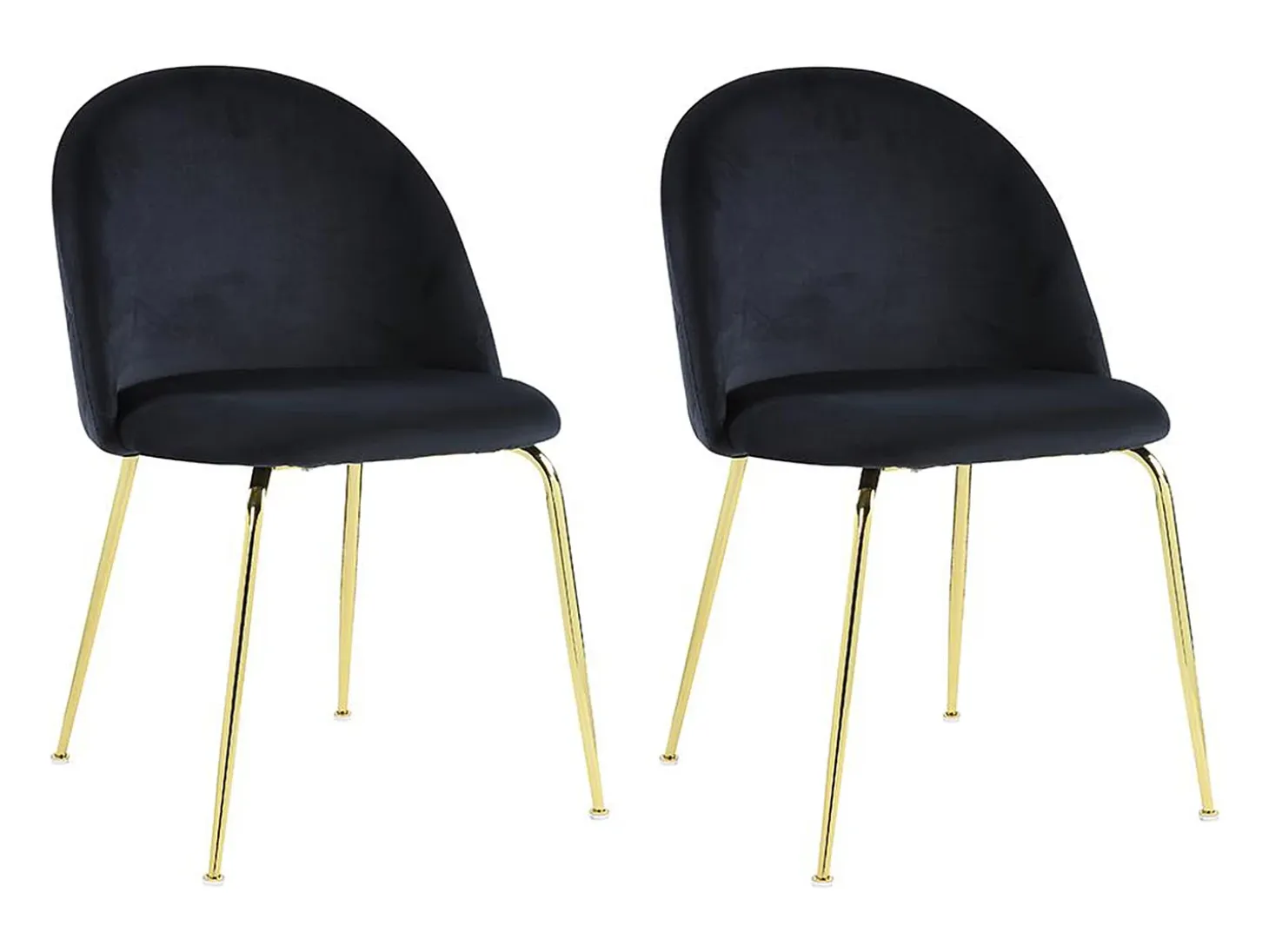 Juego de 2 sillas - Terciopelo y metal dorado - Negro. MELBOURNE