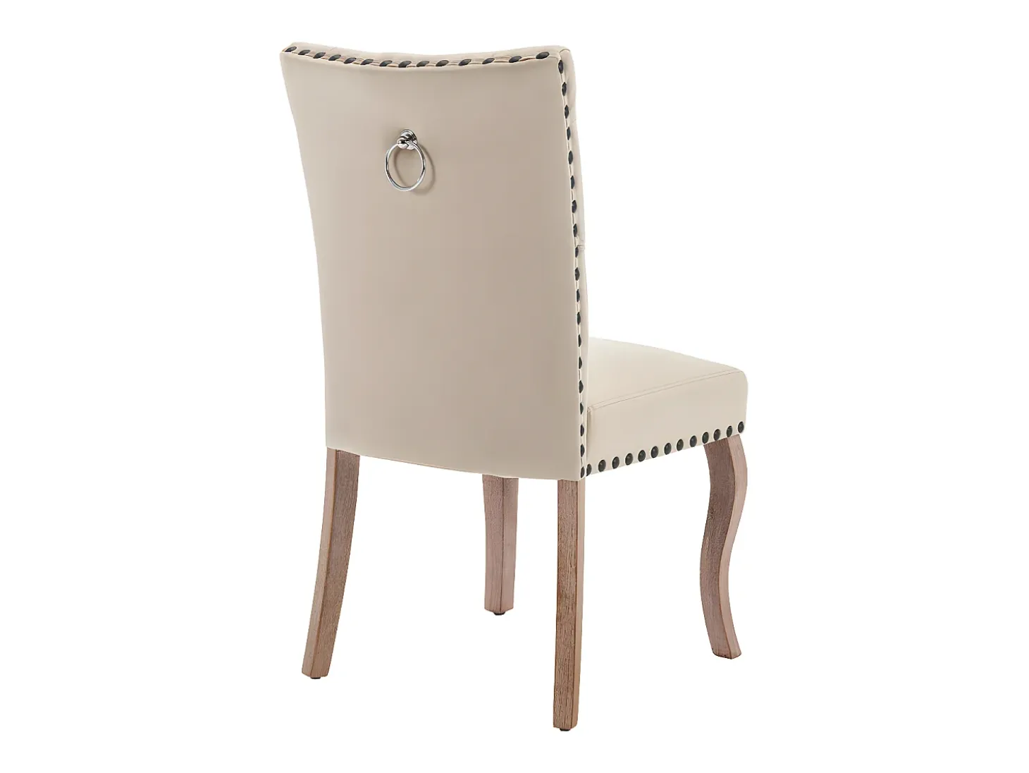 Juego de 6 sillas acolchadas de terciopelo - estructura de madera maciza - beige