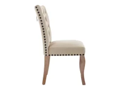 Juego de 6 sillas acolchadas de terciopelo - estructura de madera maciza - beige