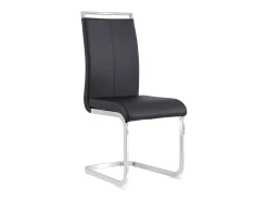 Juego de 4 sillas cantilever de PU negro con estructura de metal plateado