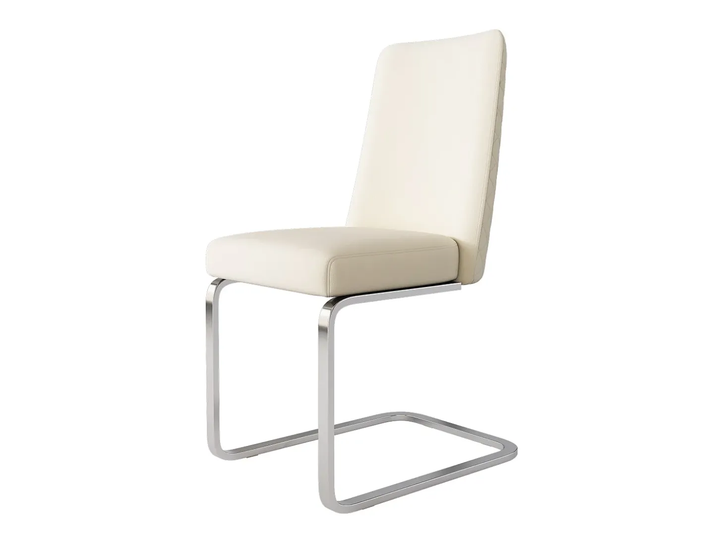 Juego de 2 sillas cantilever de terciopelo - respaldo con diseño de rombos - base de metal plateado - Beige