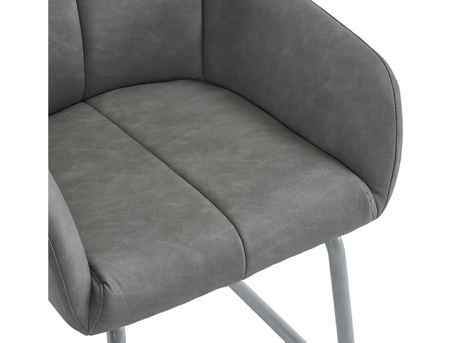 Juego de 2 sillas cantilever tapizadas en piel sintética - con patas de metal - Gris