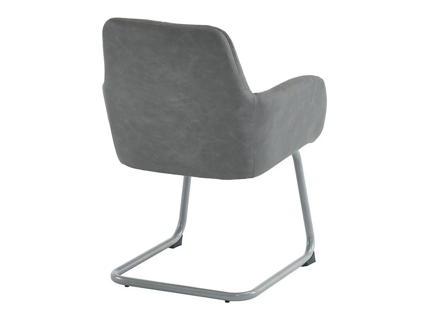 Juego de 2 sillas cantilever tapizadas en piel sintética - con patas de metal - Gris