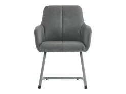 Juego de 2 sillas cantilever tapizadas en piel sintética - con patas de metal - Gris